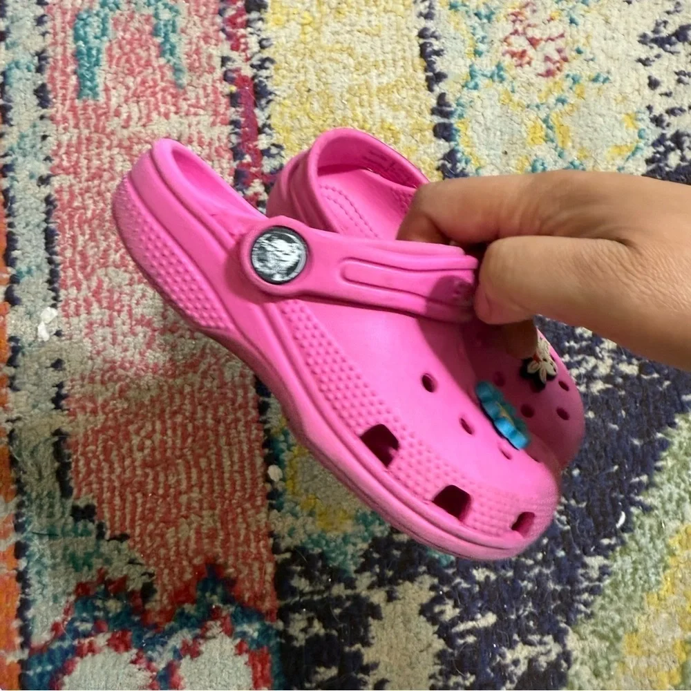 Crocs Kids Pink Clogs with Fun Charms size c9